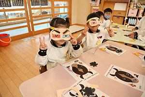 福笑い　楽しかったね　ひまわり