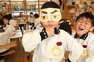 福笑い　楽しかったね　ひまわり