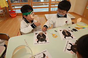 福笑い　楽しかったね　ひまわり