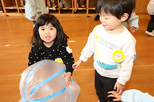 ポンポンボールで遊びました　あひる