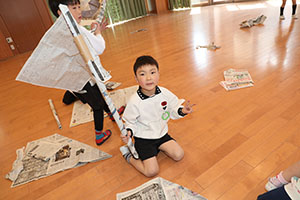 預かり保育の様子　⛺テントを作ったよ